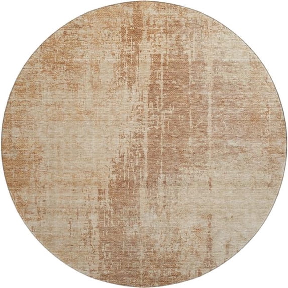 HomeRoots 665666 8 ft. Terra Cotta & Copper Abstract Washable Round Area Rug with UV Protection