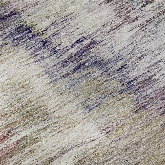 HomeRoots 666205 5 x 8 ft. Plum Gold & Ivory Abstract Washable Machine Made Rectangle Area Rug with UV Protection