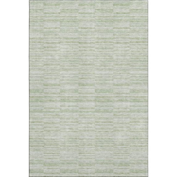 HomeRoots 666334 5 x 8 ft. Sage & Ivory Striped Transitional Washable Machine Made Rectangle Area Rug with UV Protection