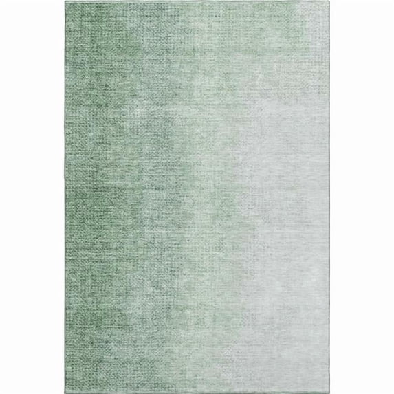 HomeRoots 666608 10 x 14 ft. Green & Ivory Ombre Transitional Washable Machine Made Rectangle Area Rug with UV Protection