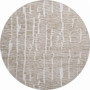 HomeRoots 666851 8 ft. Brown & Ivory Vermicular Washable Round Area Rug with UV Protection