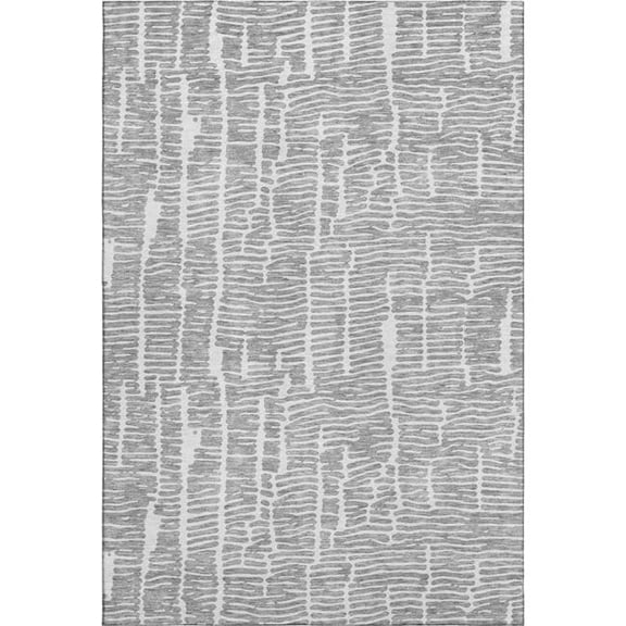 HomeRoots 666859 9 x 12 ft. Gray & Ivory Vermicular Washable Machine Made Rectangle Area Rug with UV Protection