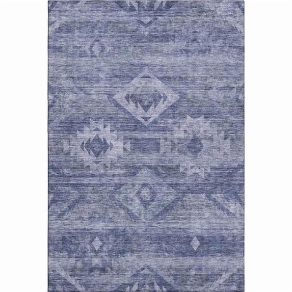 HomeRoots 667055 3 x 5 ft. Navy Blue & Ivory Southwestern Transitional Washable Machine Made Rectangle Area Rug with UV Protection
