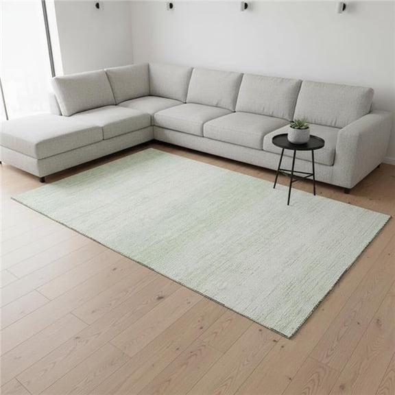 HomeRoots 668153 9 x 12 ft. Mint Green & Ivory Striped Transitional Washable Machine Made Rectangle Area Rug with UV Protection