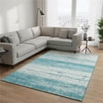 thumbnail image 1 of HomeRoots 668197 8 x 10 ft. Teal & Ivory Striped Transitional Washable Machine Made Rectangle Area Rug with UV Protection, 1 of 9