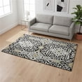 thumbnail image 1 of HomeRoots 668485 5 x 8 ft. Black Gray & Gold Floral Washable Machine Made Rectangle Area Rug with UV Protection, 1 of 9