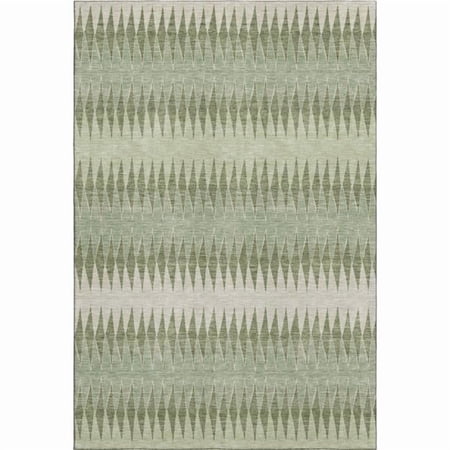 HomeRoots 668946 10 x 14 ft. Artichoke Green & Beige Striped Transitional Washable Machine Made Rectangle Area Rug with UV Protection