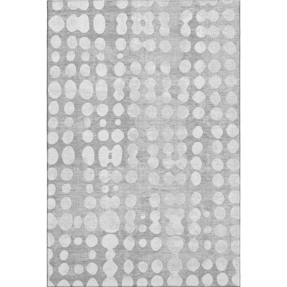 HomeRoots 669118 8 x 10 ft. Gray & Ivory Polka Dot Transitional Washable Machine Made Rectangle Area Rug with UV Protection