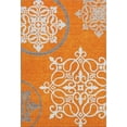 thumbnail image 1 of HomeRoots 669546 10 x 14 ft. Orange Ivory & Gray Floral Medallion Washable Machine Made Rectangle Area Rug with UV Protection, 1 of 9