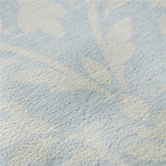 HomeRoots 669650 5 x 8 ft. Sky Blue & Ivory Floral Transitional Washable Machine Made Rectangle Area Rug with UV Protection