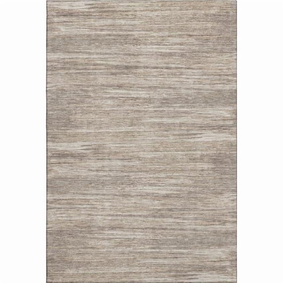 HomeRoots 671258 10 x 14 ft. Taupe, Ivory & Beige Striped Transitional Washable Machine Made Rectangle Area Rug with UV Protection