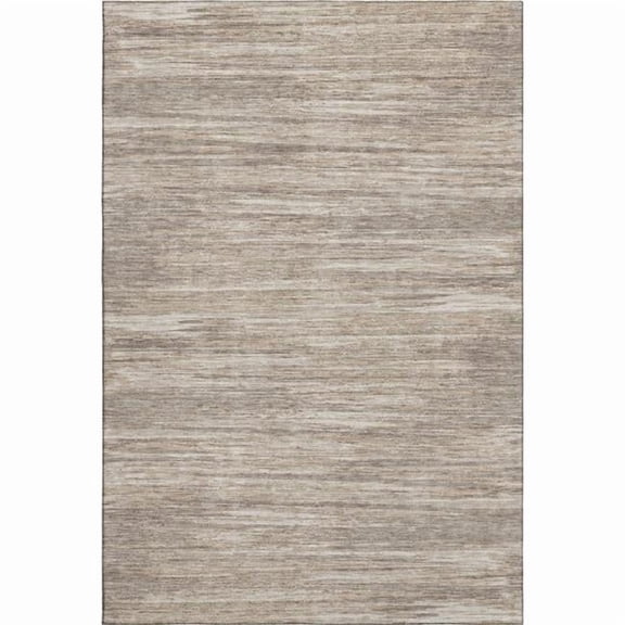 HomeRoots 671254 5 x 8 ft. Taupe, Ivory & Beige Striped Transitional Washable Machine Made Rectangle Area Rug with UV Protection