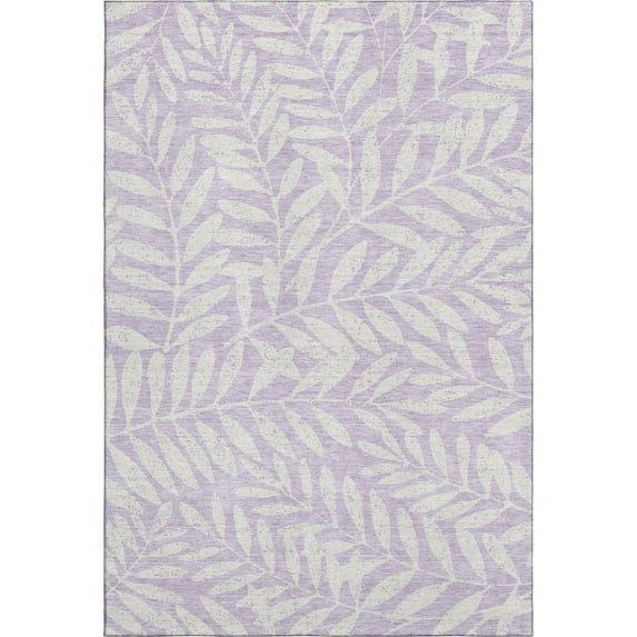 HomeRoots 671468 10 x 14 ft. Lavender & Ivory Floral Transitional Washable Machine Made Rectangle Area Rug with UV Protection