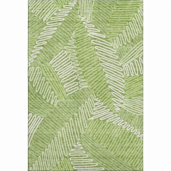 HomeRoots 671908 5 x 8 ft. Lime Green & Ivory Floral Washable Machine Made Rectangle Area Rug with UV Protection