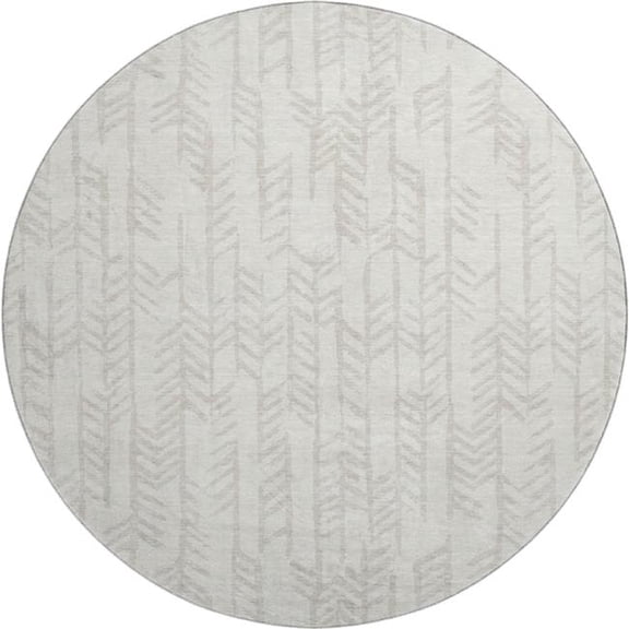 HomeRoots 672059 8 ft. Ivory & Beige Tribal Washable Round Area Rug with UV Protection