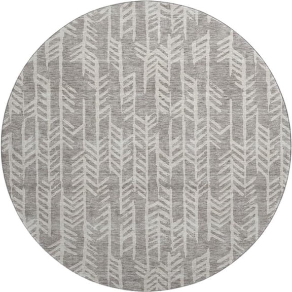 HomeRoots 672083 8 ft. Taupe & Beige Tribal Washable Round Area Rug with UV Protection