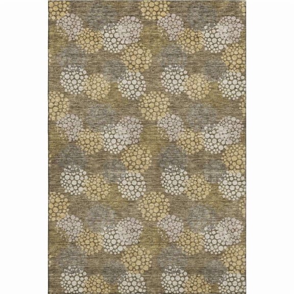 HomeRoots 672168 8 x 10 ft. Brown Taupe & Beige Polka Dot Washable Machine Made Rectangle Area Rug with UV Protection