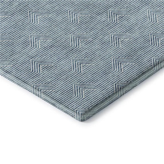 HomeRoots 672375 3 x 5 ft. Teal & Ivory Abstract Geometric Transitional Washable Machine Made Rectangle Area Rug with UV Protection