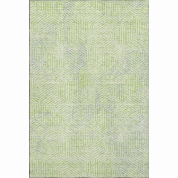HomeRoots 672508 5 x 8 ft. Lime Green & Gray Geometric Washable Machine Made Rectangle Area Rug with UV Protection