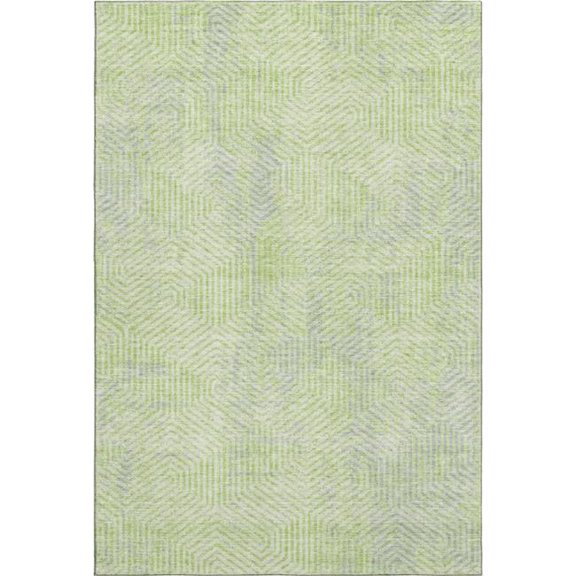 HomeRoots 672510 8 x 10 ft. Lime Green & Gray Geometric Washable Machine Made Rectangle Area Rug with UV Protection