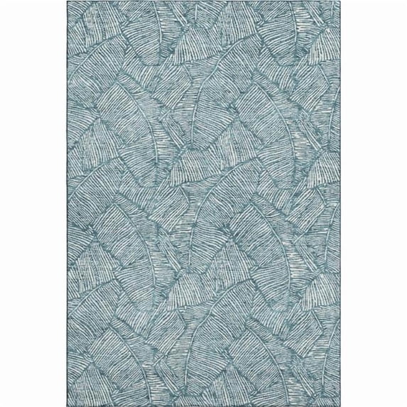 HomeRoots 672648 3 x 5 ft. Teal & Ivory Floral Transitional Washable Machine Made Rectangle Area Rug with UV Protection