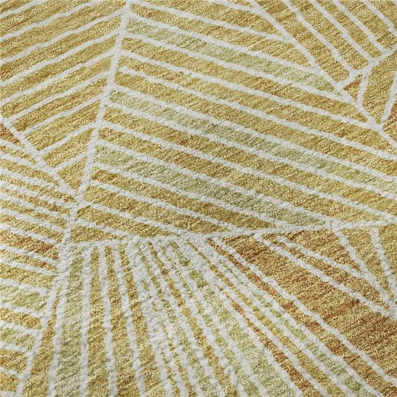 HomeRoots 672759 8 x 10 ft. Gold & Beige Geometric Transitional Washable Machine Made Rectangle Area Rug with UV Protection