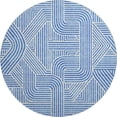 thumbnail image 1 of HomeRoots 672890 8 ft. Blue & Ivory Abstract Geometric Transitional Washable Round Area Rug with UV Protection, 1 of 6