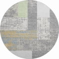 thumbnail image 1 of HomeRoots 674937 8 ft. Gray Gold & Mint Green Geometric Washable Round Area Rug with UV Protection, 1 of 9