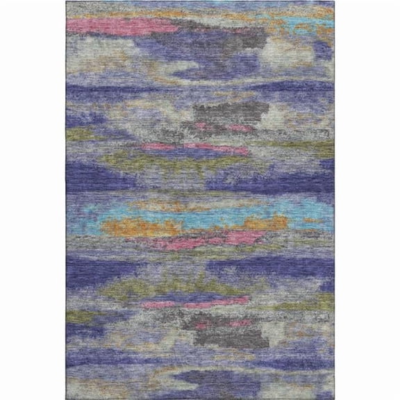 HomeRoots 675018 10 x 14 ft. Lavender Pink & Orange Abstract Washable Machine Made Rectangle Area Rug with UV Protection