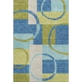 thumbnail image 1 of HomeRoots 675073 3 x 5 ft. Denim Blue, Green & Ivory Geometric Washable Machine Made Rectangle Area Rug with UV Protection, 1 of 9