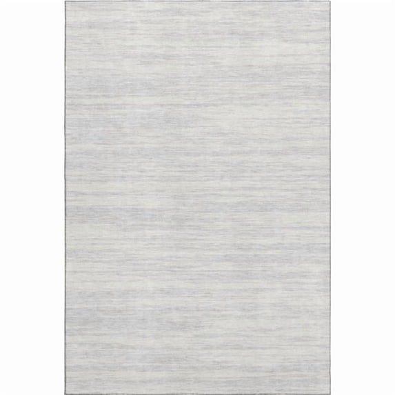 HomeRoots 675622 8 x 10 ft. Silver & Ivory Striped Transitional Washable Machine Made Rectangle Area Rug with UV Protection