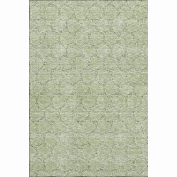 HomeRoots 676031 9 x 12 ft. Artichoke Green & Ivory Geometric Transitional Washable Machine Made Rectangle Area Rug with UV Protection