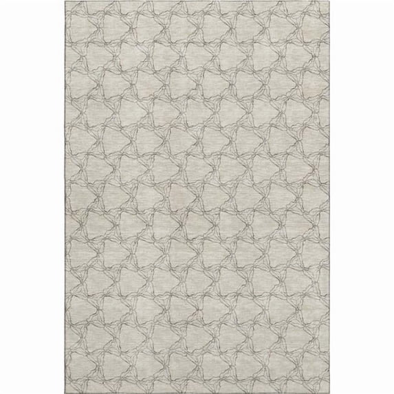 HomeRoots 676037 9 x 12 ft. Beige & Brown Geometric Transitional Washable Machine Made Rectangle Area Rug with UV Protection