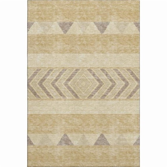 HomeRoots 676387 3 x 5 ft. Gold Taupe & Beige Southwestern Washable Machine Made Rectangle Area Rug with UV Protection