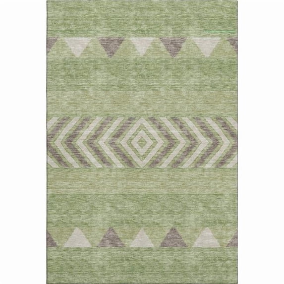 HomeRoots 676404 10 x 14 ft. Green Taupe & Ivory Southwestern Washable Machine Made Rectangle Area Rug with UV Protection