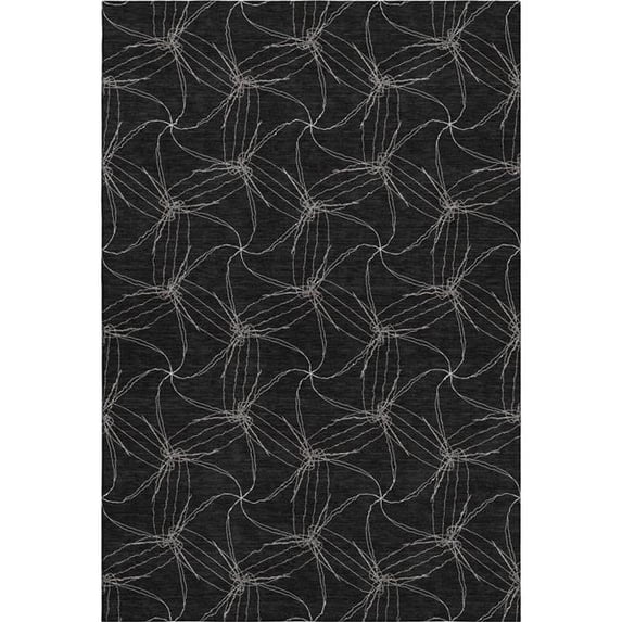 HomeRoots 676552 8 x 10 ft. Black & Ivory Geometric Transitional Washable Machine Made Rectangle Area Rug with UV Protection