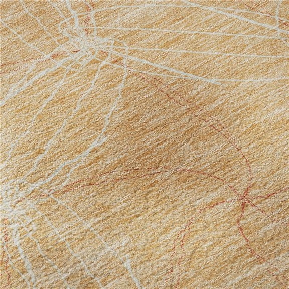 HomeRoots 676588 8 x 10 ft. Peach & Ivory Geometric Transitional Washable Machine Made Rectangle Area Rug with UV Protection
