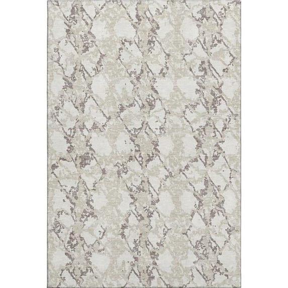 HomeRoots 676662 10 x 14 ft. Ivory Taupe & Beige Abstract Washable Machine Made Rectangle Area Rug with UV Protection