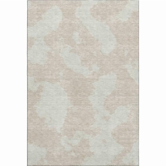 HomeRoots 676997 9 x 12 ft. Beige & Ivory Abstract Transitional Washable Machine Made Rectangle Area Rug with UV Protection