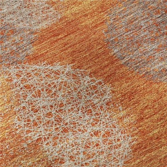 HomeRoots 677179 5 x 8 ft. Orange Gray & Silver Abstract Washable Machine Made Rectangle Area Rug with UV Protection