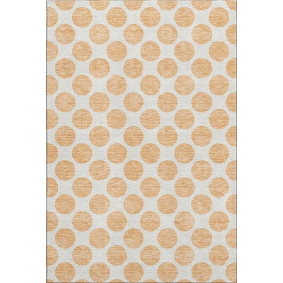 HomeRoots 677429 10 x 14 ft. Peach & Ivory Polka Dot Washable Machine Made Rectangle Area Rug with UV Protection