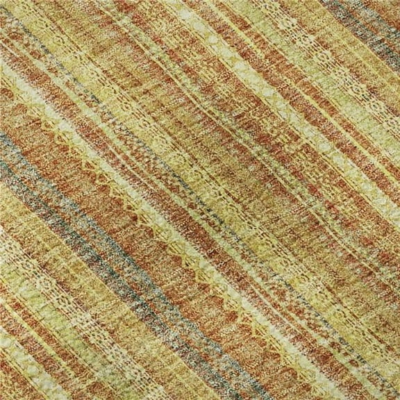 HomeRoots 677553 8 x 10 ft. Amber & Artichoke Green Striped Washable Machine Made Rectangle Area Rug with UV Protection