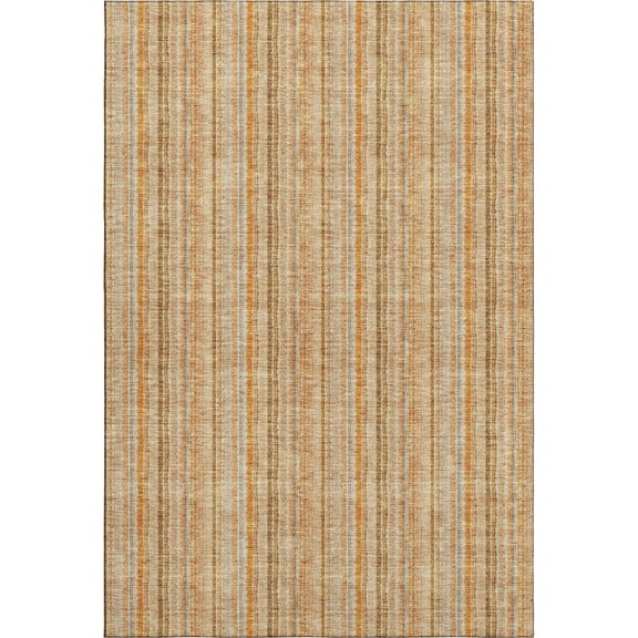 HomeRoots 677565 8 x 10 ft. Peach Beige & Orange Striped Washable Machine Made Rectangle Area Rug with UV Protection