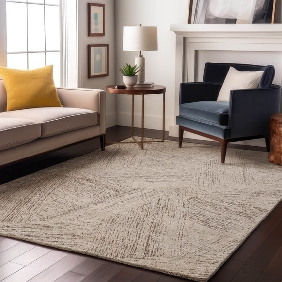Addison Rugs Mayfield Premium Machine Washable Transitional Lines Beige Rectangle Rug, 5' x 7'6"