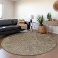 thumbnail image 1 of Addison Rugs Mayfield Premium Machine Washable Transitional Lines Chocolate Round Rug, 8' x 8', 1 of 5