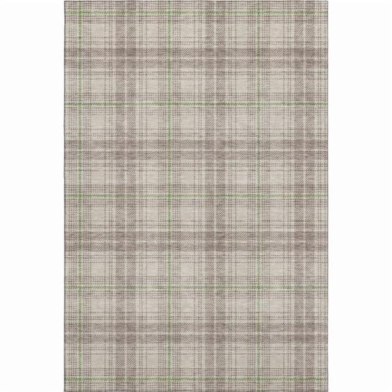 HomeRoots 678207 8 x 10 ft. Beige Green & Tan Plaid Washable Machine Made Rectangle Area Rug with UV Protection