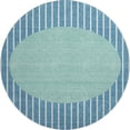 thumbnail image 1 of HomeRoots 678326 8 ft. Teal Ivory & Aqua Striped Washable Round Area Rug with UV Protection, 1 of 6