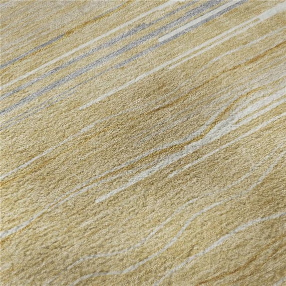 HomeRoots 678370 9 x 12 ft. Gold Gray & Ivory Striped Transitional Washable Machine Made Rectangle Area Rug with UV Protection