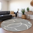 thumbnail image 1 of Addison Rugs Mayfield Premium Machine Washable Transitional Swirls Gray Round Rug, 8' x 8', 1 of 5