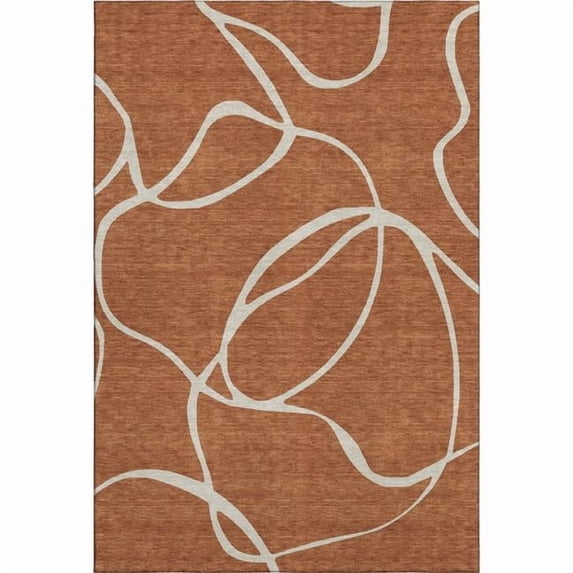 HomeRoots 678668 8 x 10 ft. Rust & Beige Abstract Transitional Washable Machine Made Rectangle Area Rug with UV Protection